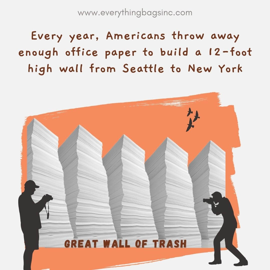 Wall made of office paper waste