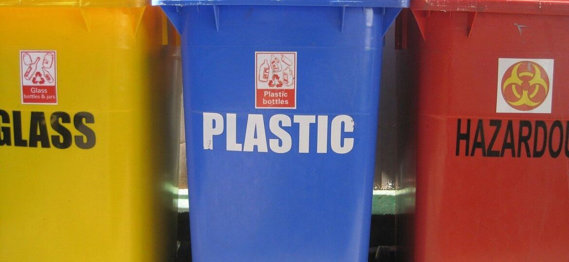 Blue recycle bin for plastic
